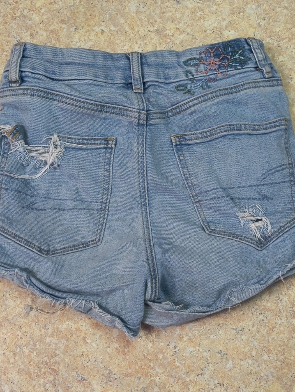 American Eagle Outfitters Light Blue Embroidered Curvy Mom Shorts Sz 2 Guc